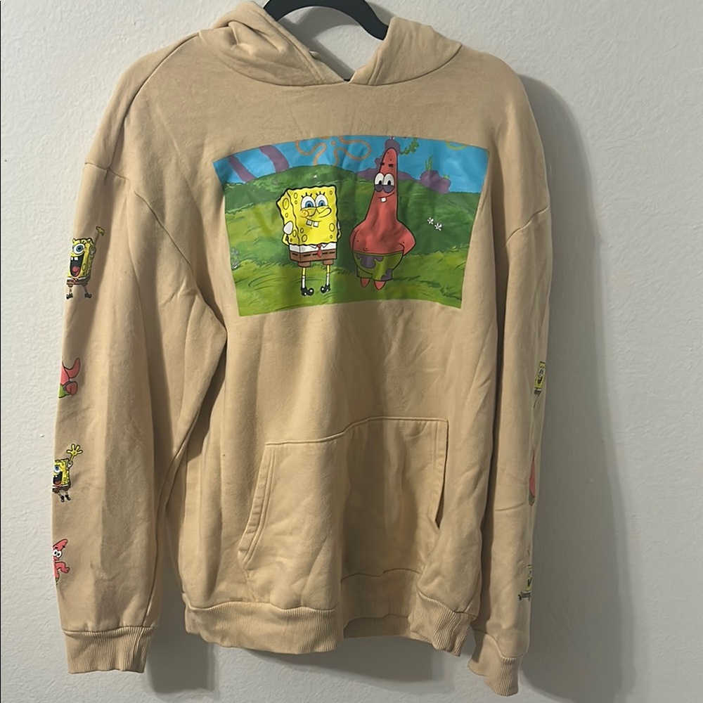 Nickelodeon Tan Hoodie with SpongeBob and Patrick Graphic